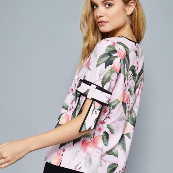 Ted Baker London Tops - NWOT TED BAKER LONDON  Cathe Peach Blossom Bow-Sleeve Top
